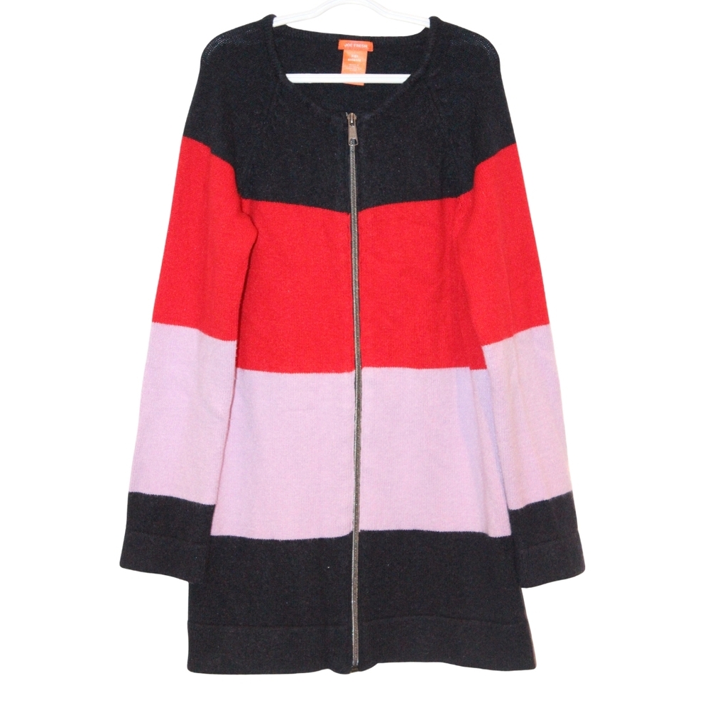 2/$20 🏷 Joe Fresh Blue/Red/Purple Soft Knit Zip Sweater Size 10/12